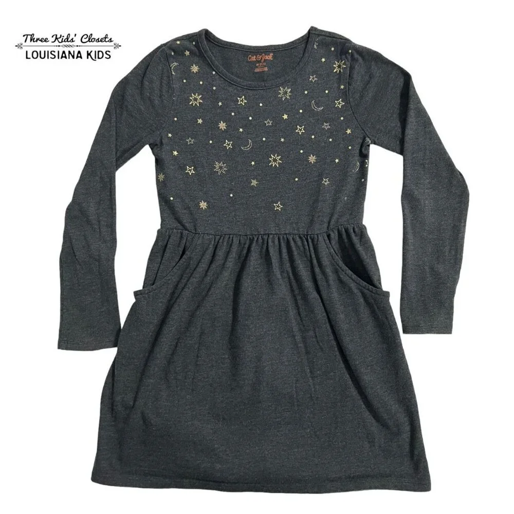 Cat & Jack M (7/8) Grey Moon & Stars Dress